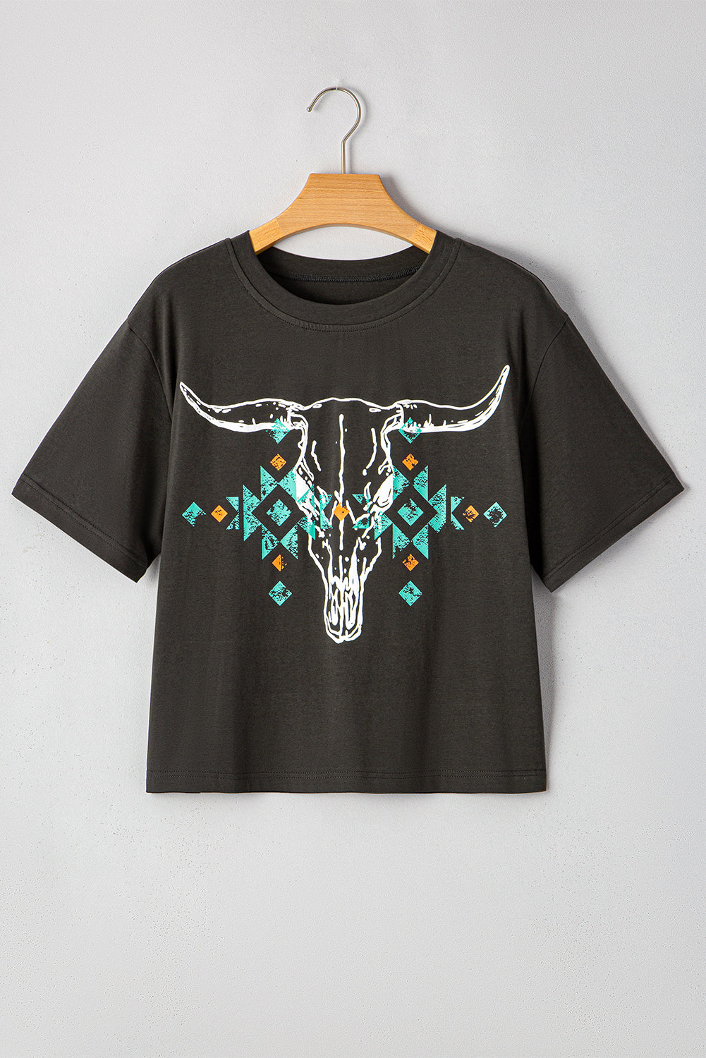 Carbon Grey Western Bull Skull Tee