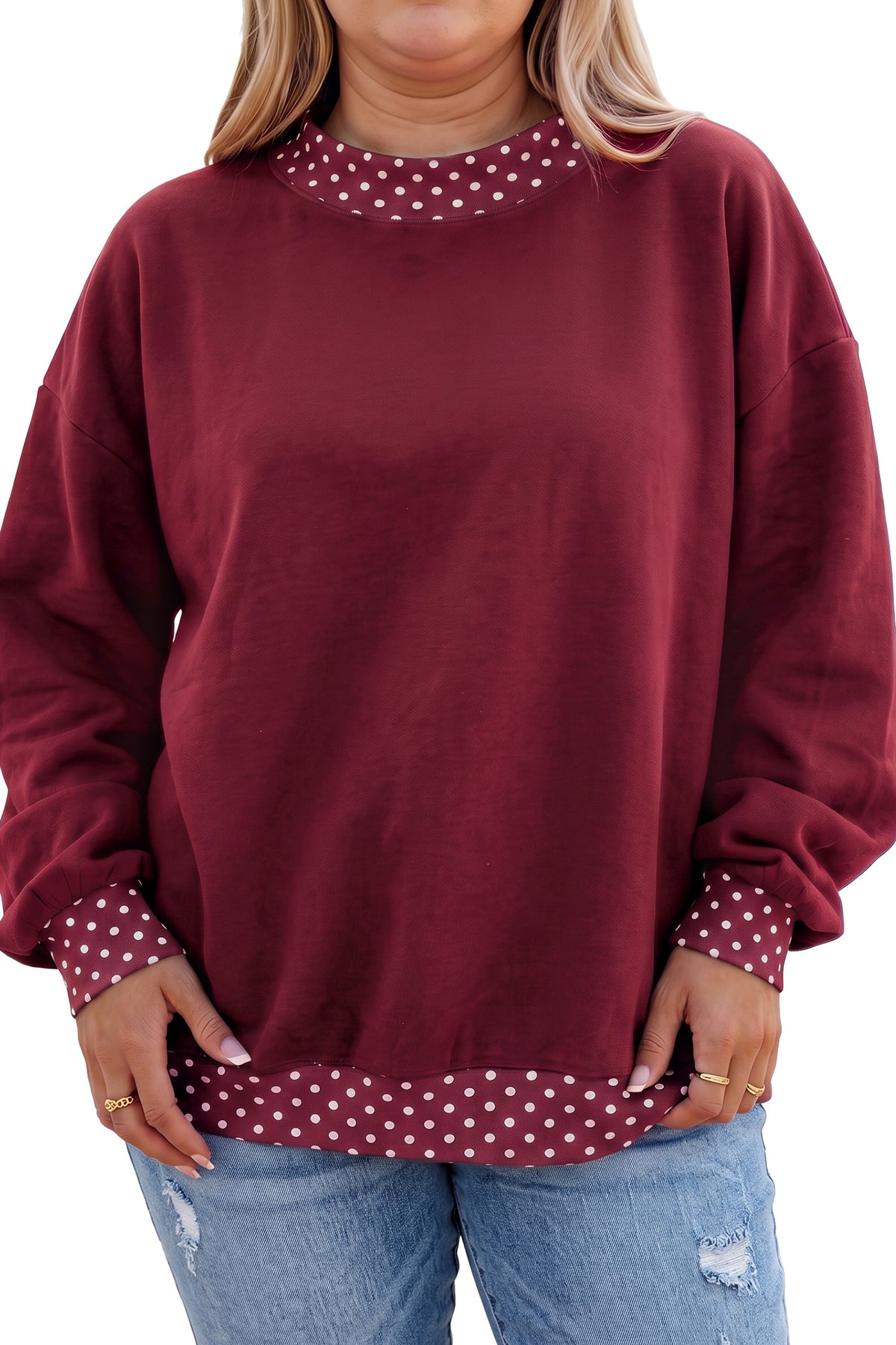 Purple Polka Dot Plus Size Sweatshirt