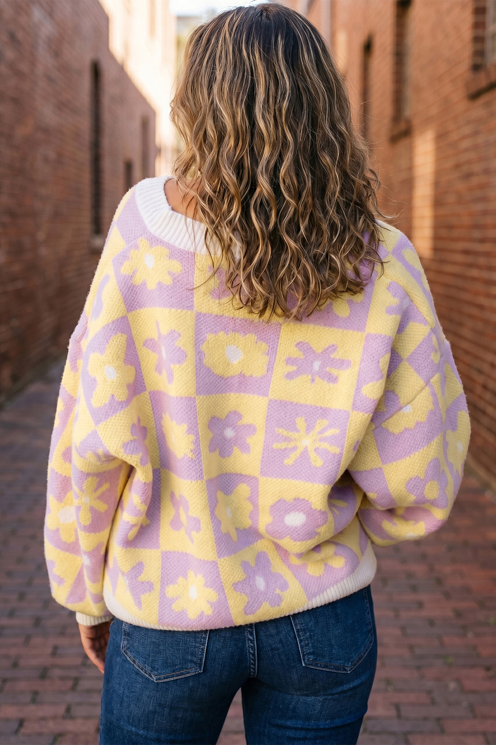 Multicolour Long Sleeve Plus Size Sweater