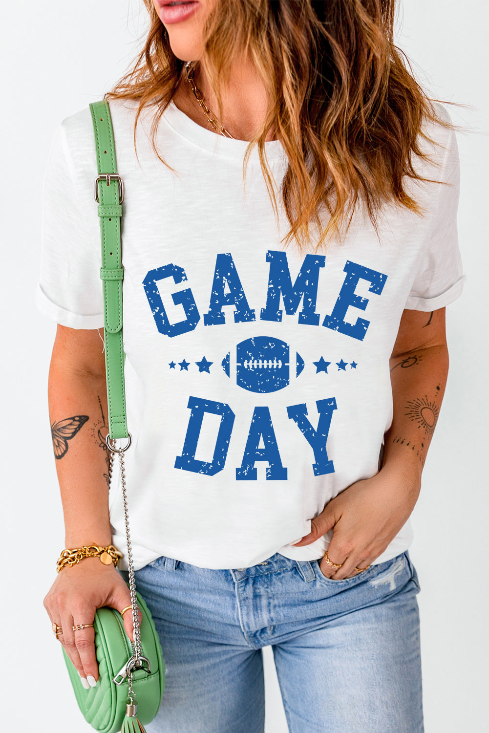 White Game Day Football Tee
