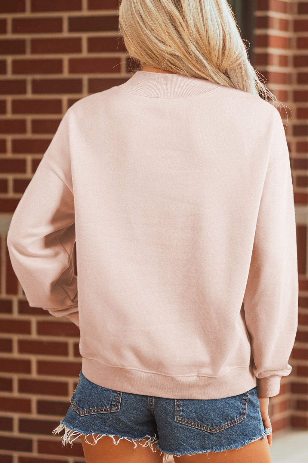 Apricot Pink Bow Knot Sweatshirt