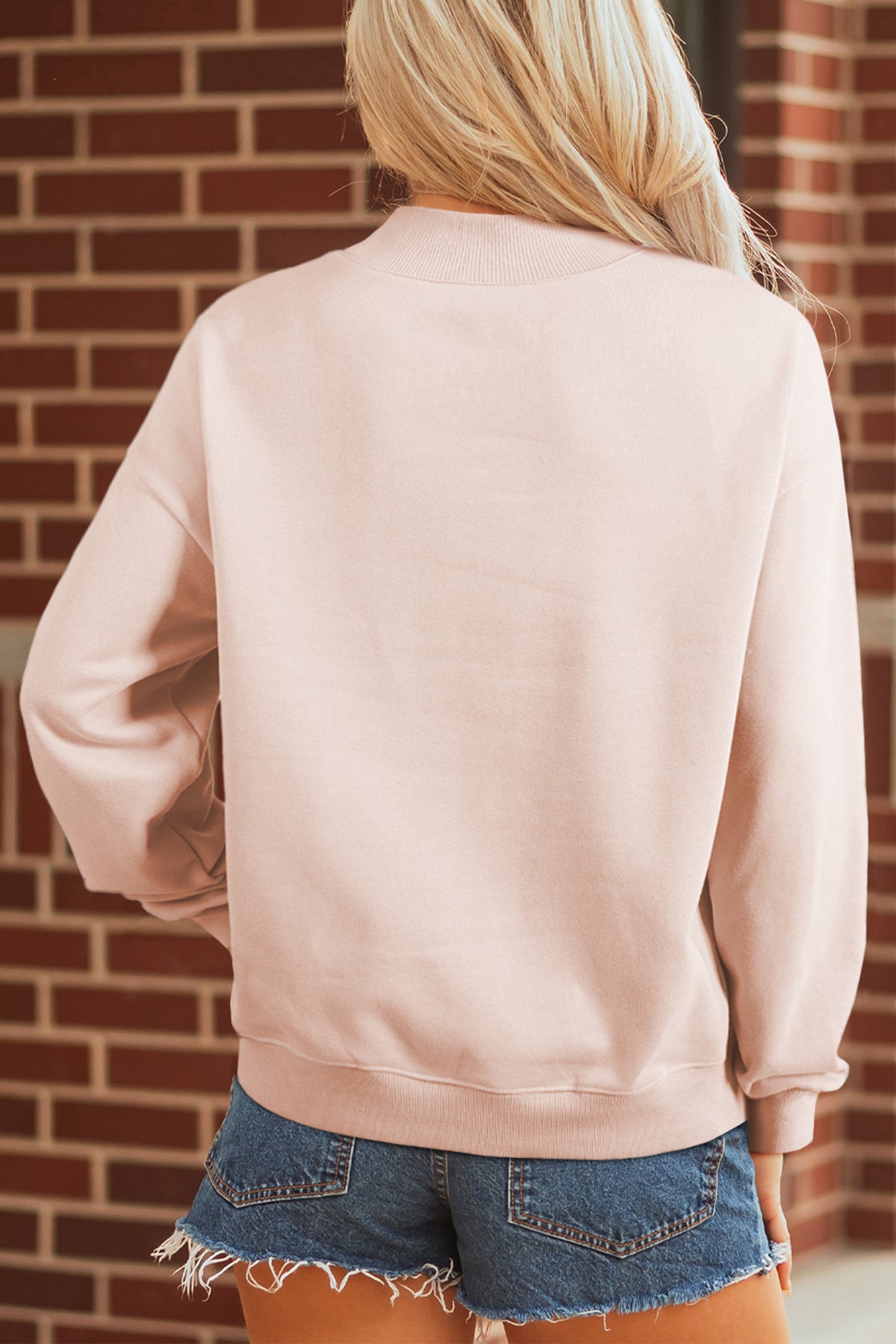 Apricot Pink Bow Knot Sweatshirt