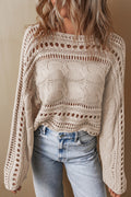Smoke Gray Cable Knit Crop Sweater