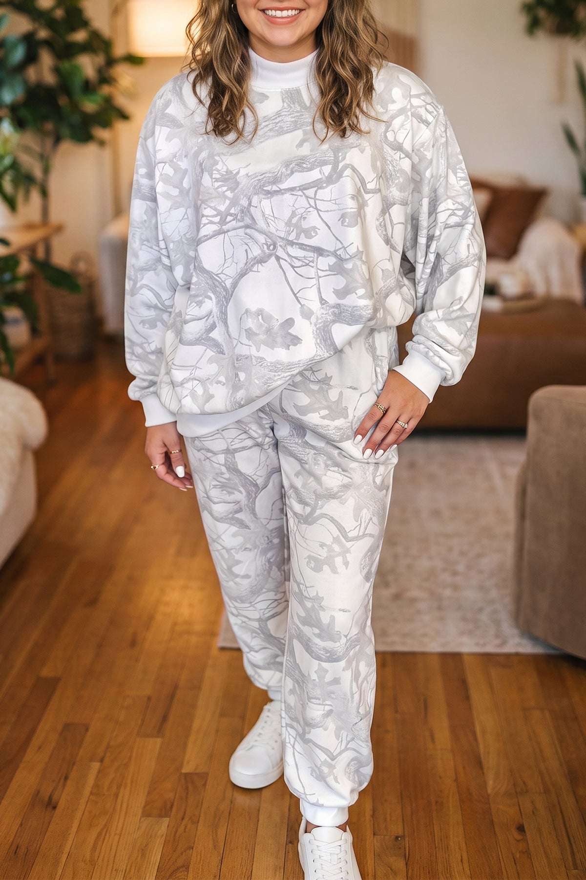 Pink Camouflage Plus Size Set
