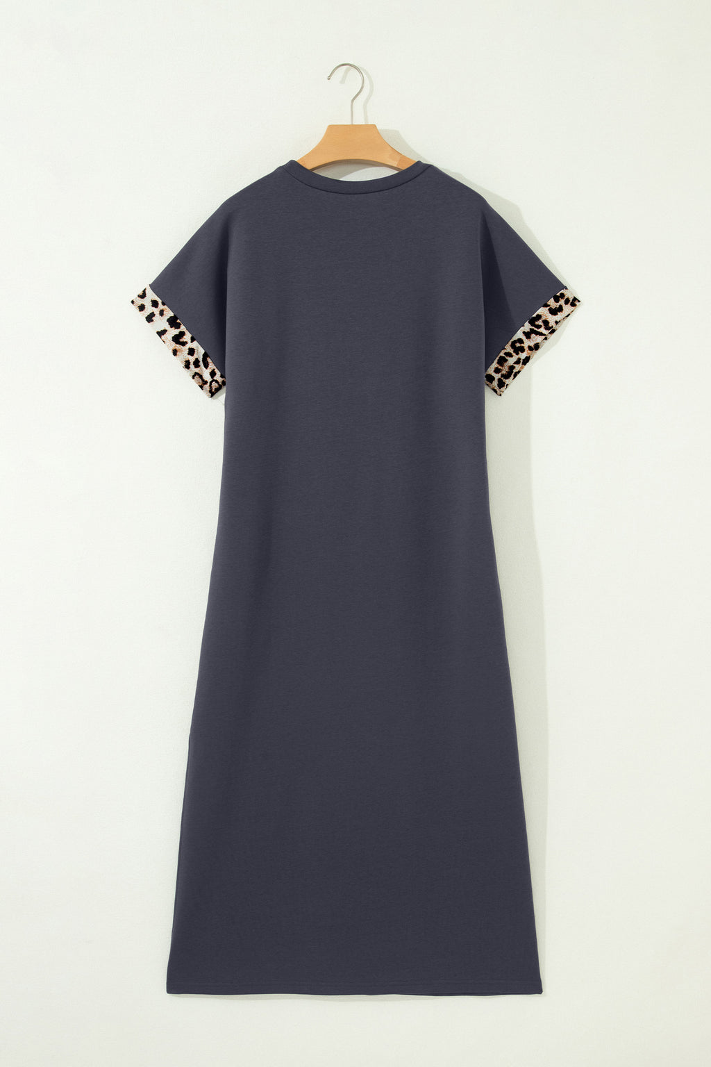 Dark Grey Leopard Bow T Shirt Long Dress
