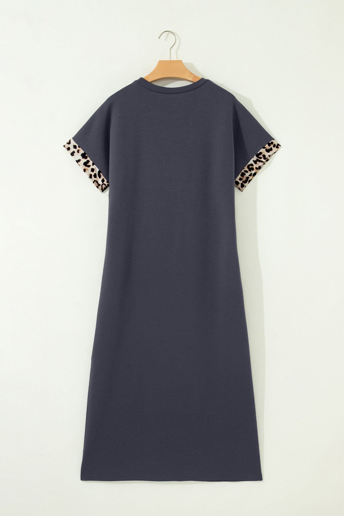 Dark Grey Leopard Bow T Shirt Long Dress