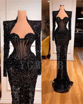 Black Evening Dresses Luxury Rhinestone Dress