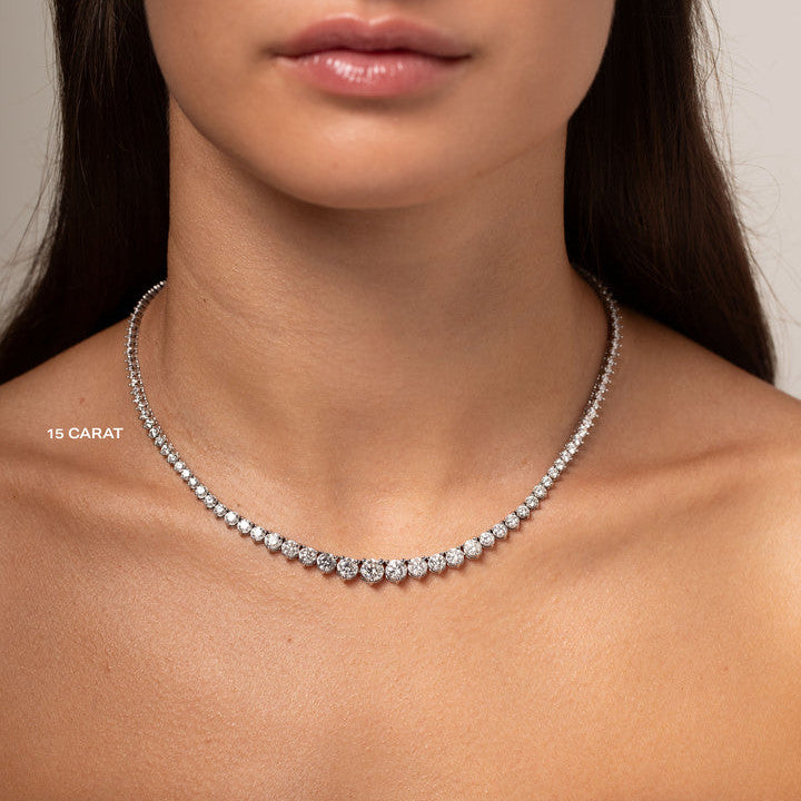 20 CT Created White Sapphire Tennis Necklace