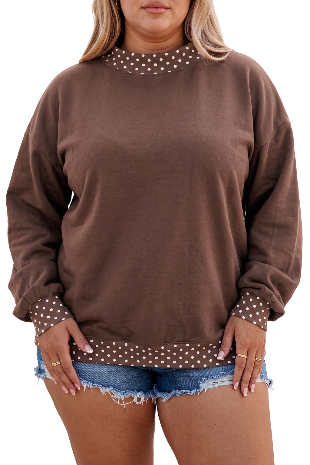 Purple Polka Dot Plus Size Sweatshirt