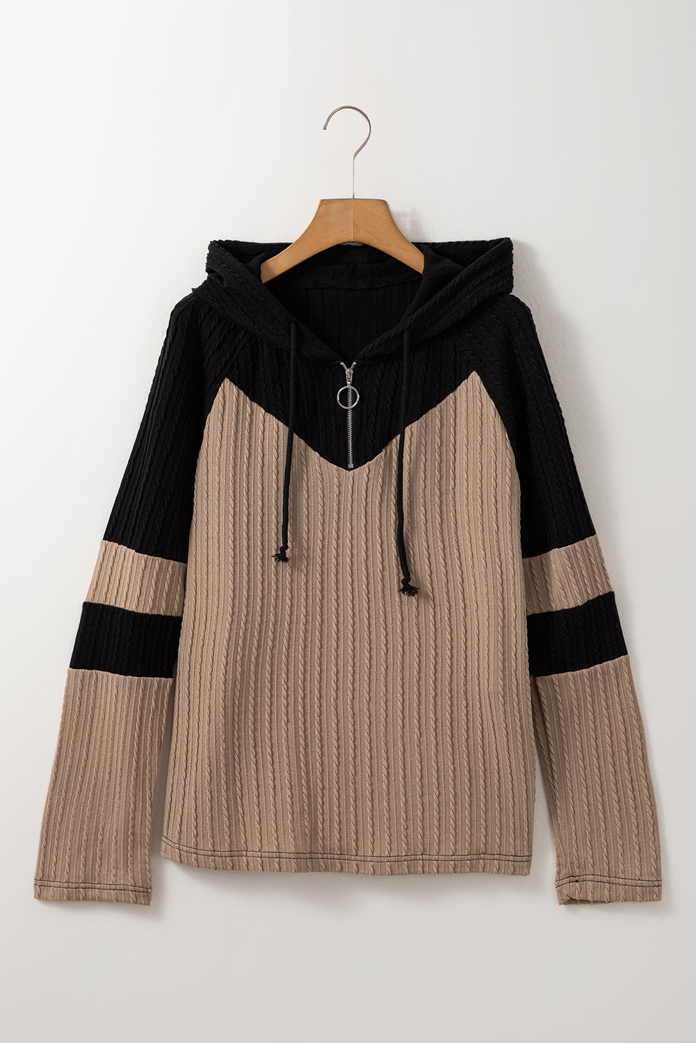 Parchment Textured Drawstring Hooded Top