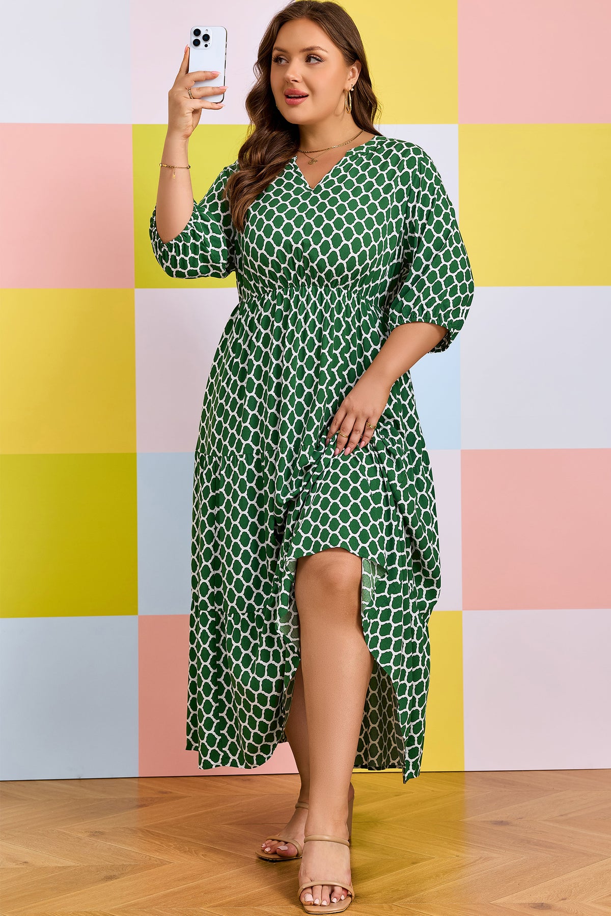 Green Plus Size Casual Dress