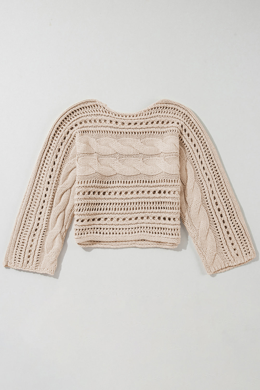 Smoke Gray Cable Knit Crop Sweater