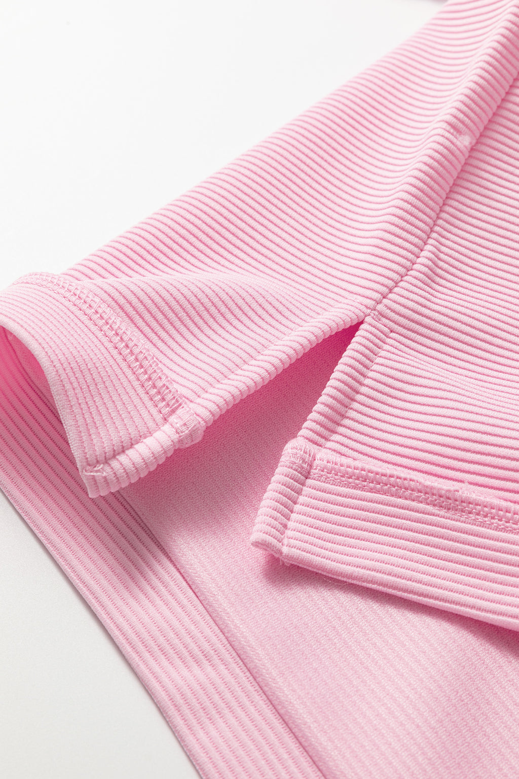 Pink Drop Shoulder Long Sleeve Plus Size Ribbed Top