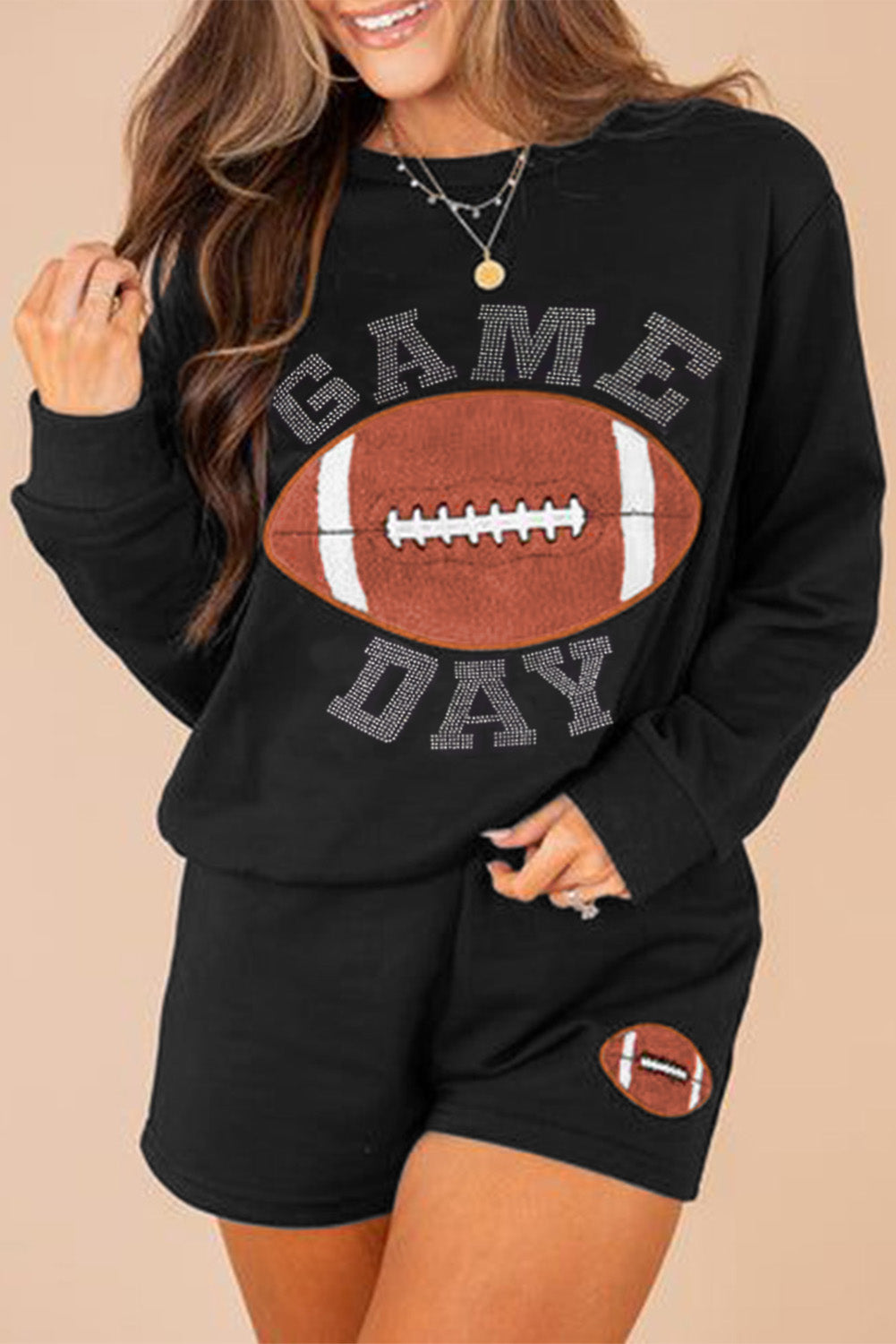 Black GAME DAY Pullover and Shorts Casual Outfit