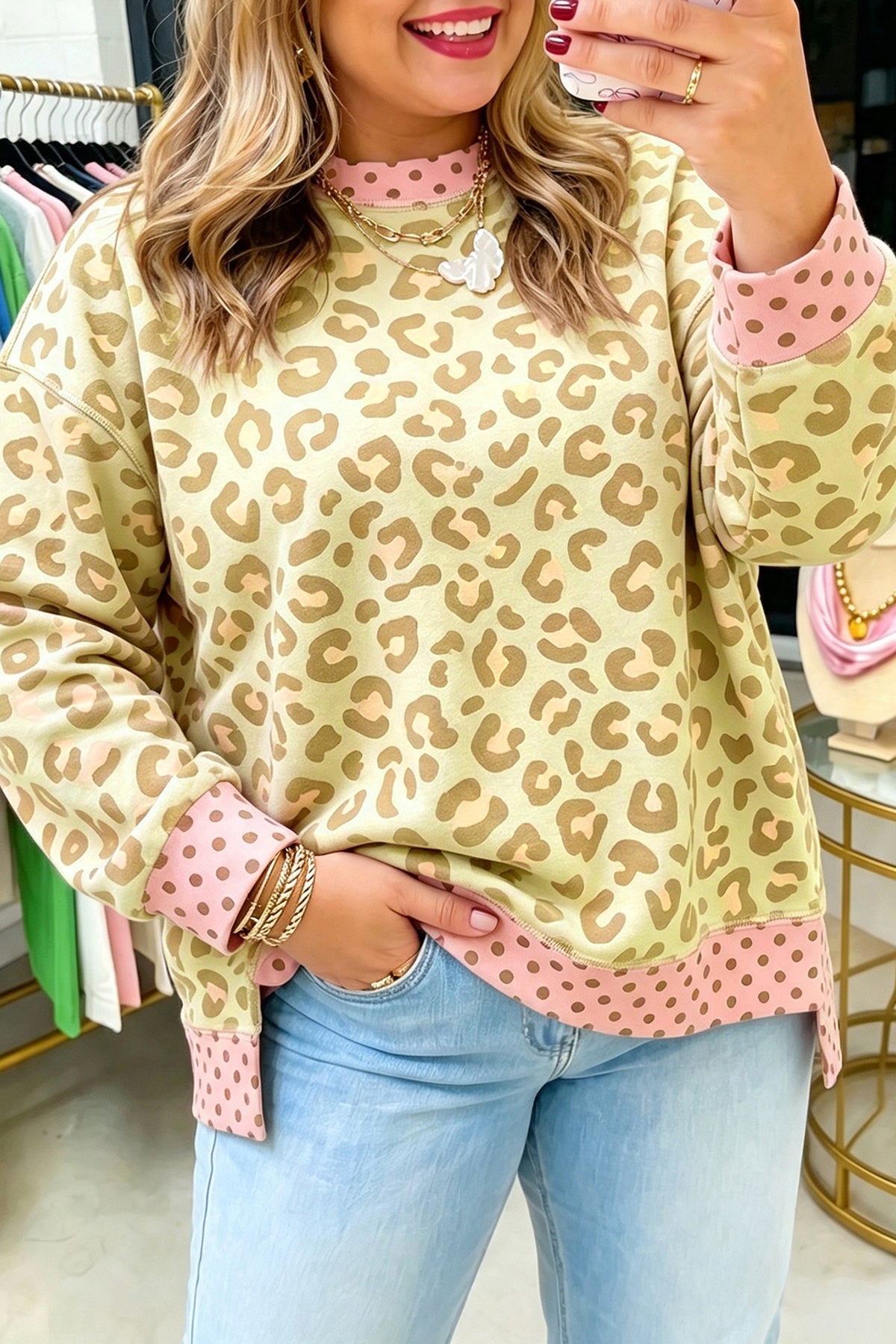 Brown Plus Size Leopard Print Top