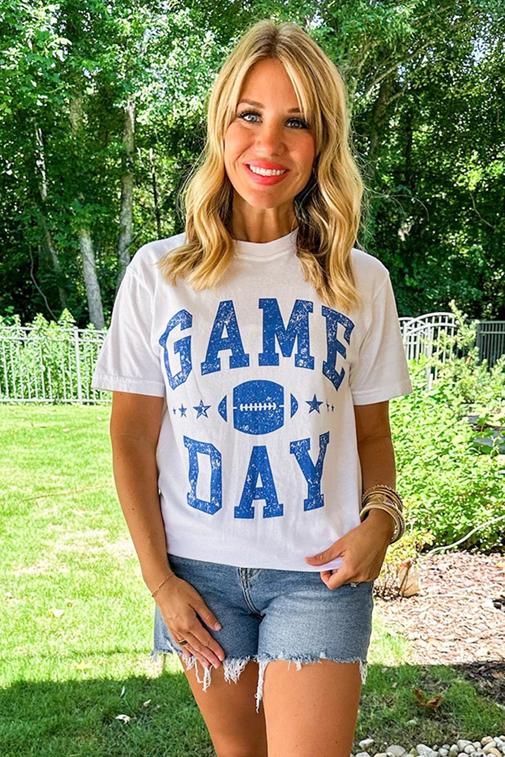 White Game Day Football Tee