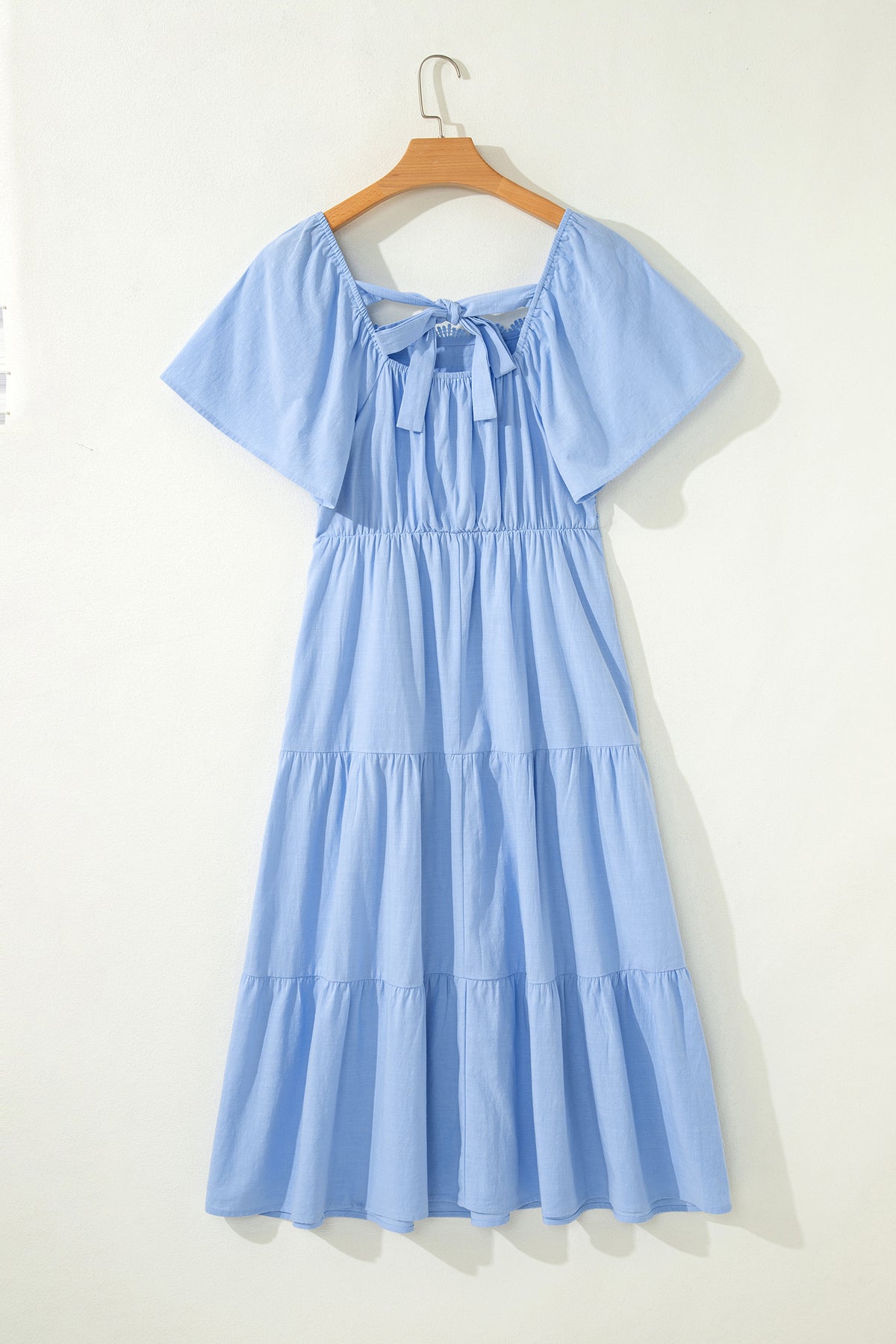 Beau Blue Flowy Short Sleeve Midi Dress
