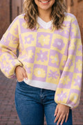 Multicolour Long Sleeve Plus Size Sweater