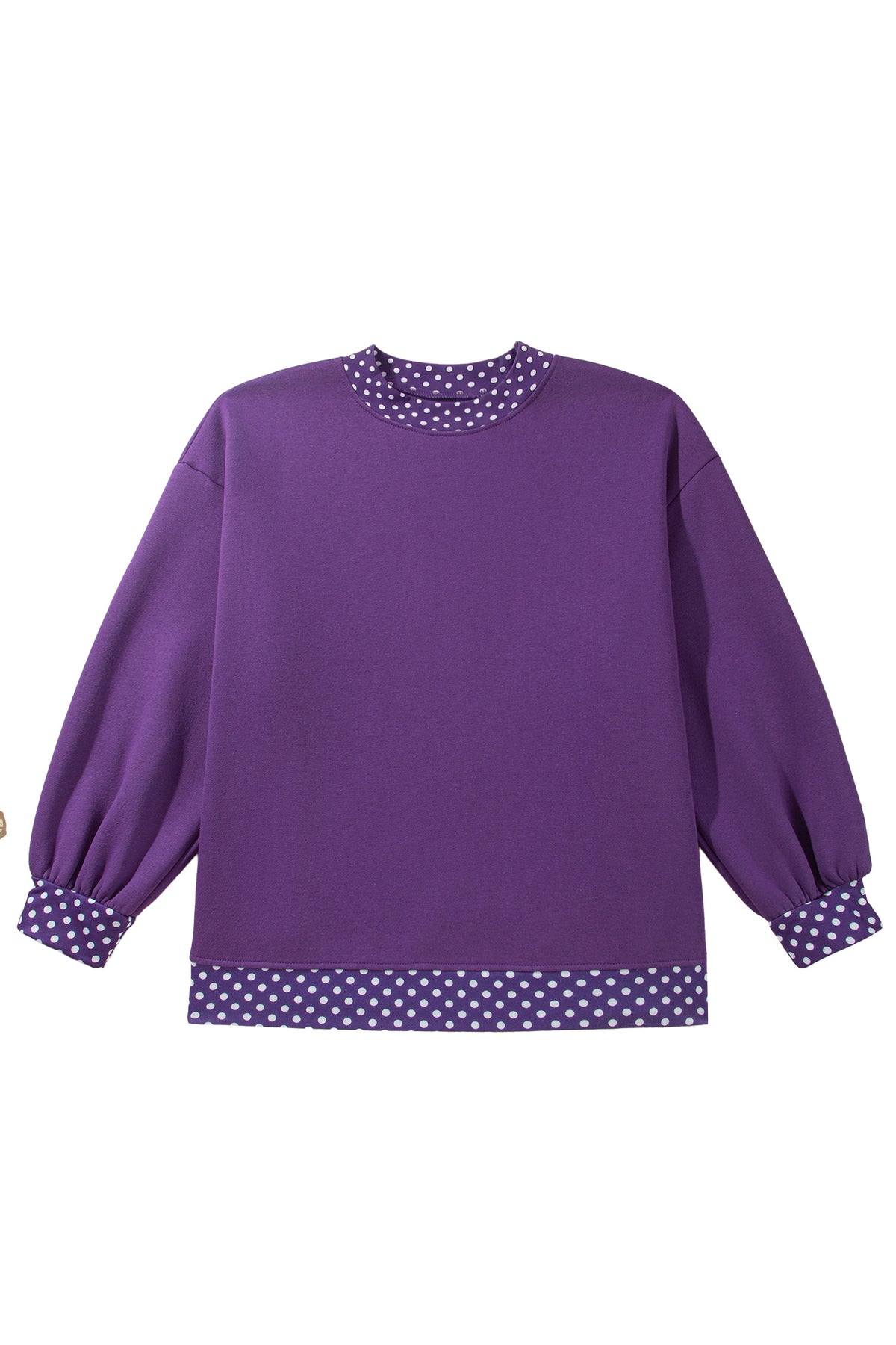 Purple Polka Dot Plus Size Sweatshirt