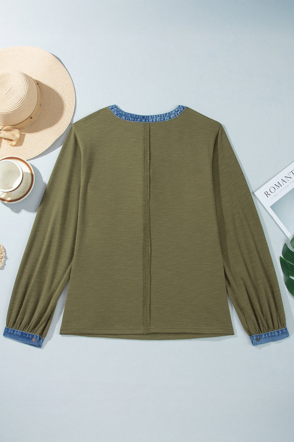 Green Long Sleeve Oversized Plus Size Blouse