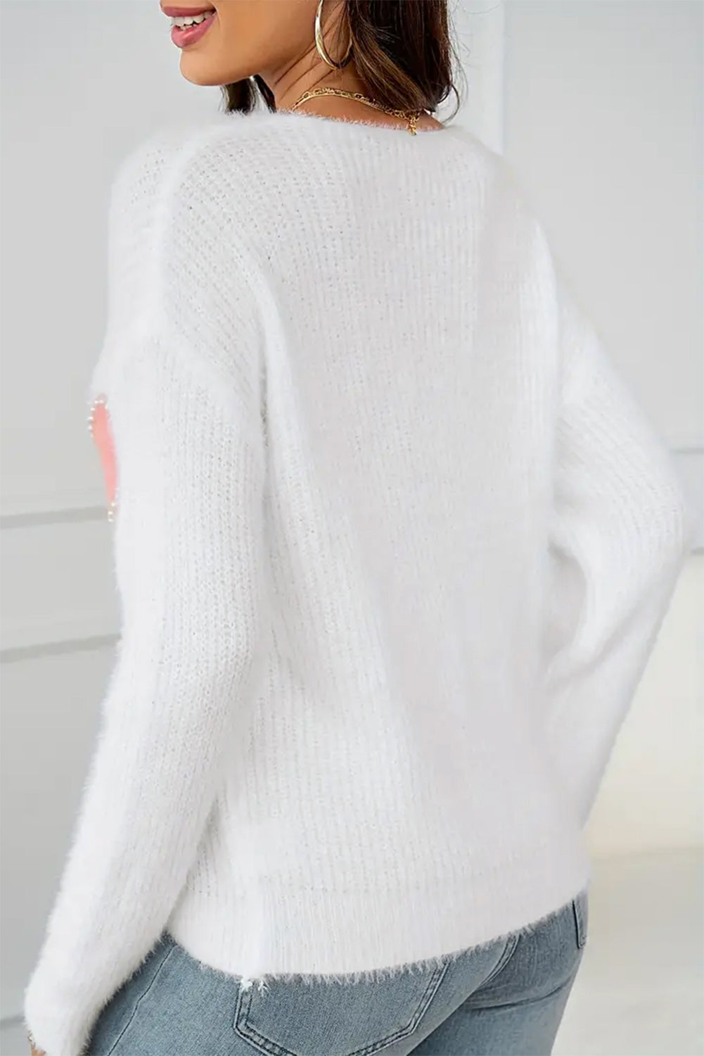 White Pearl Beaded Sweater