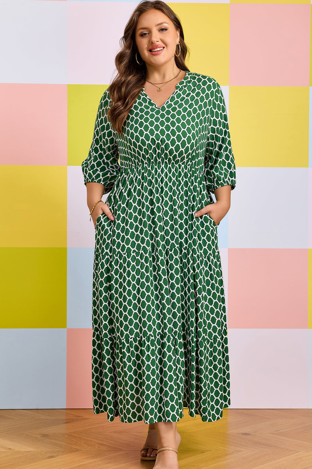 Green Plus Size Casual Dress
