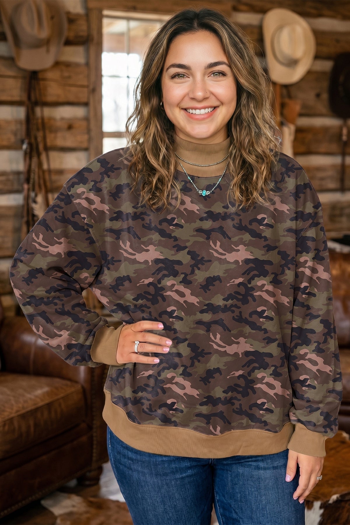 Green Camouflage Plus Size Sweatshirt