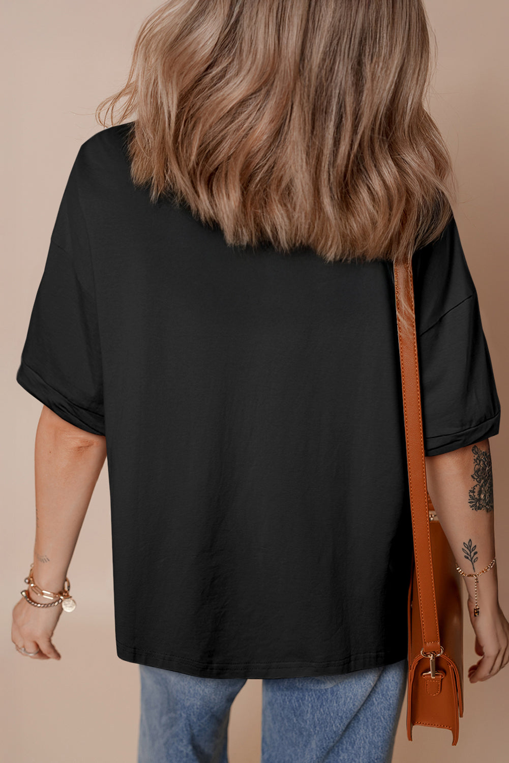 Black Sequin Football Tee