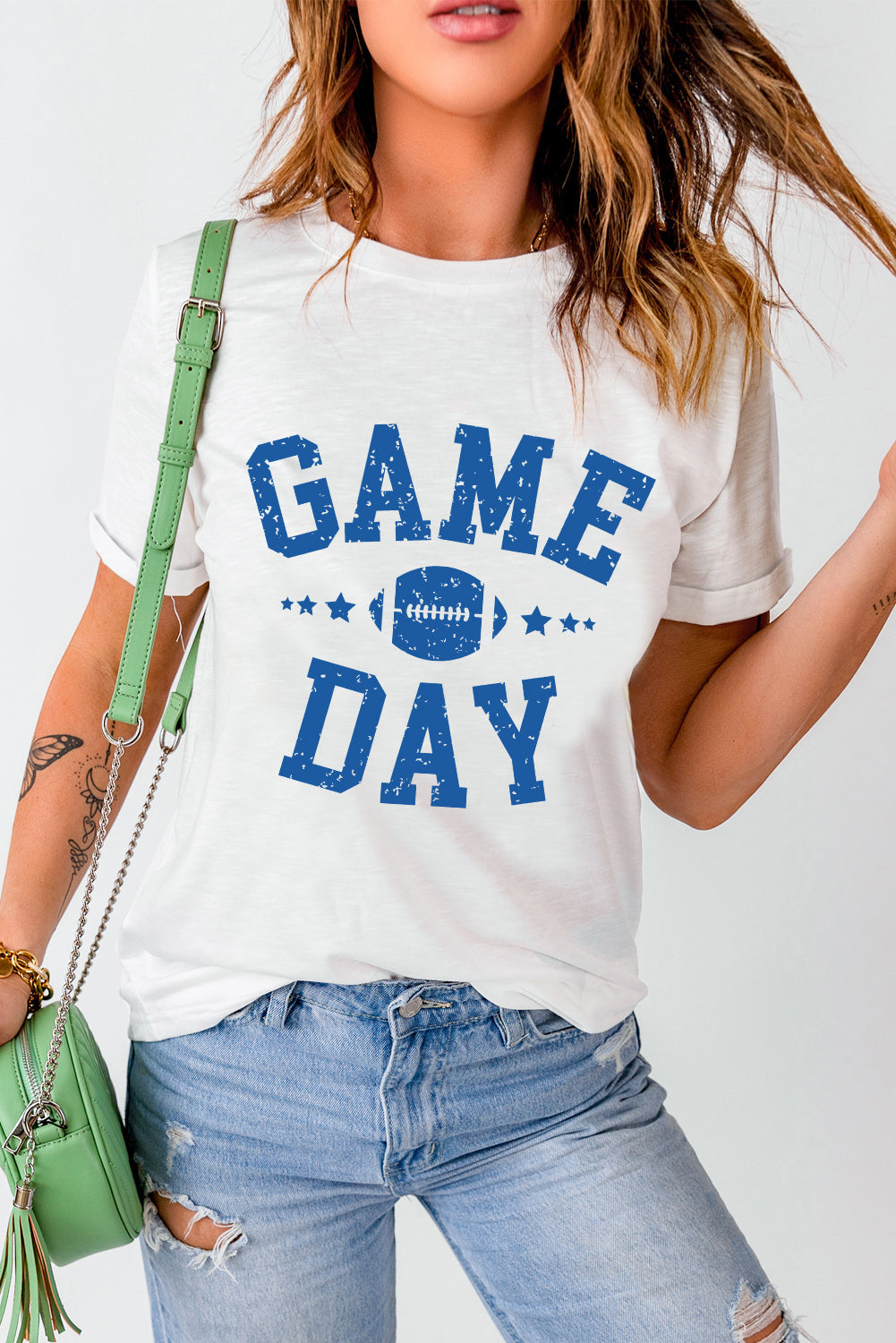 White Game Day Football Tee