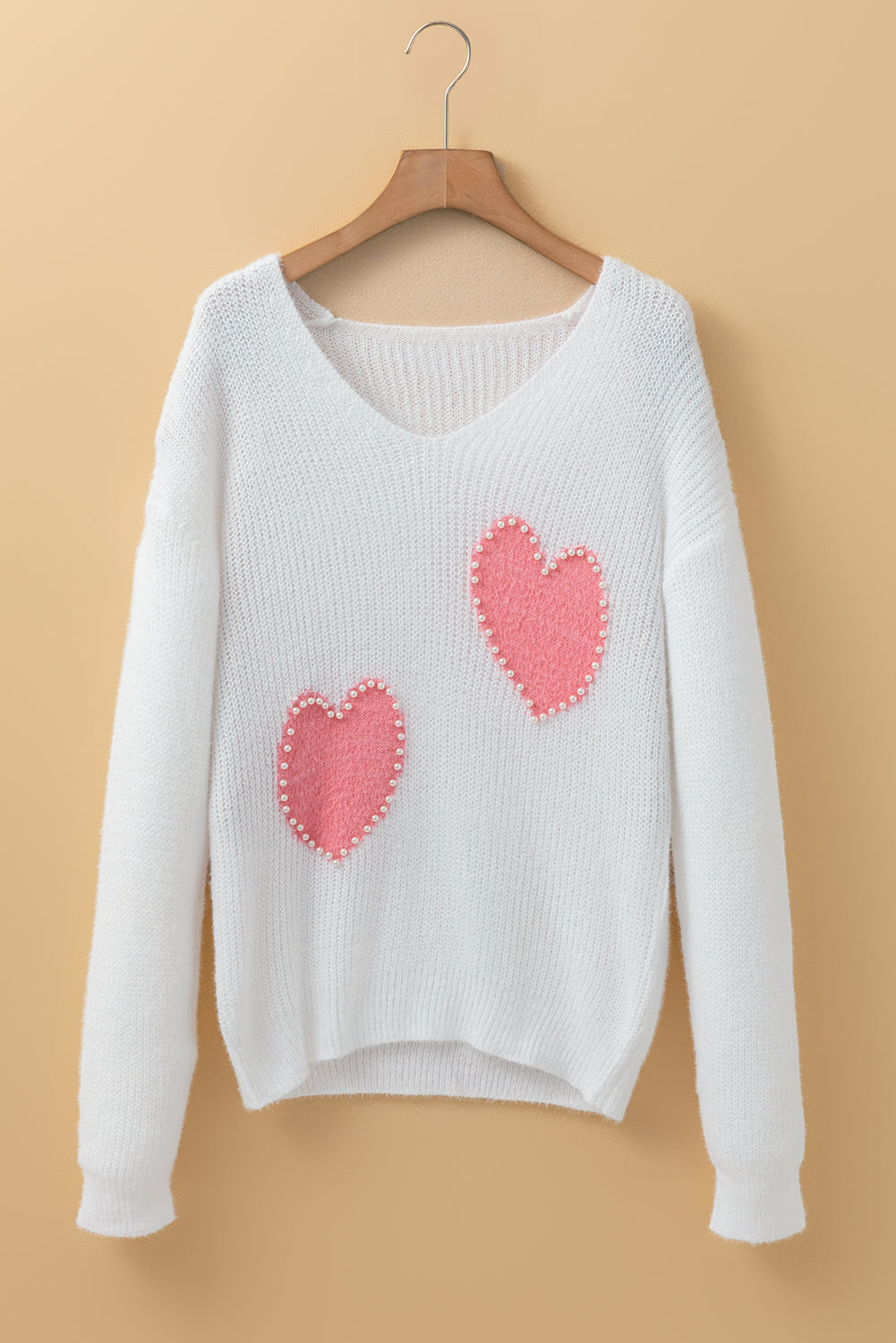 White Pearl Beaded Sweater