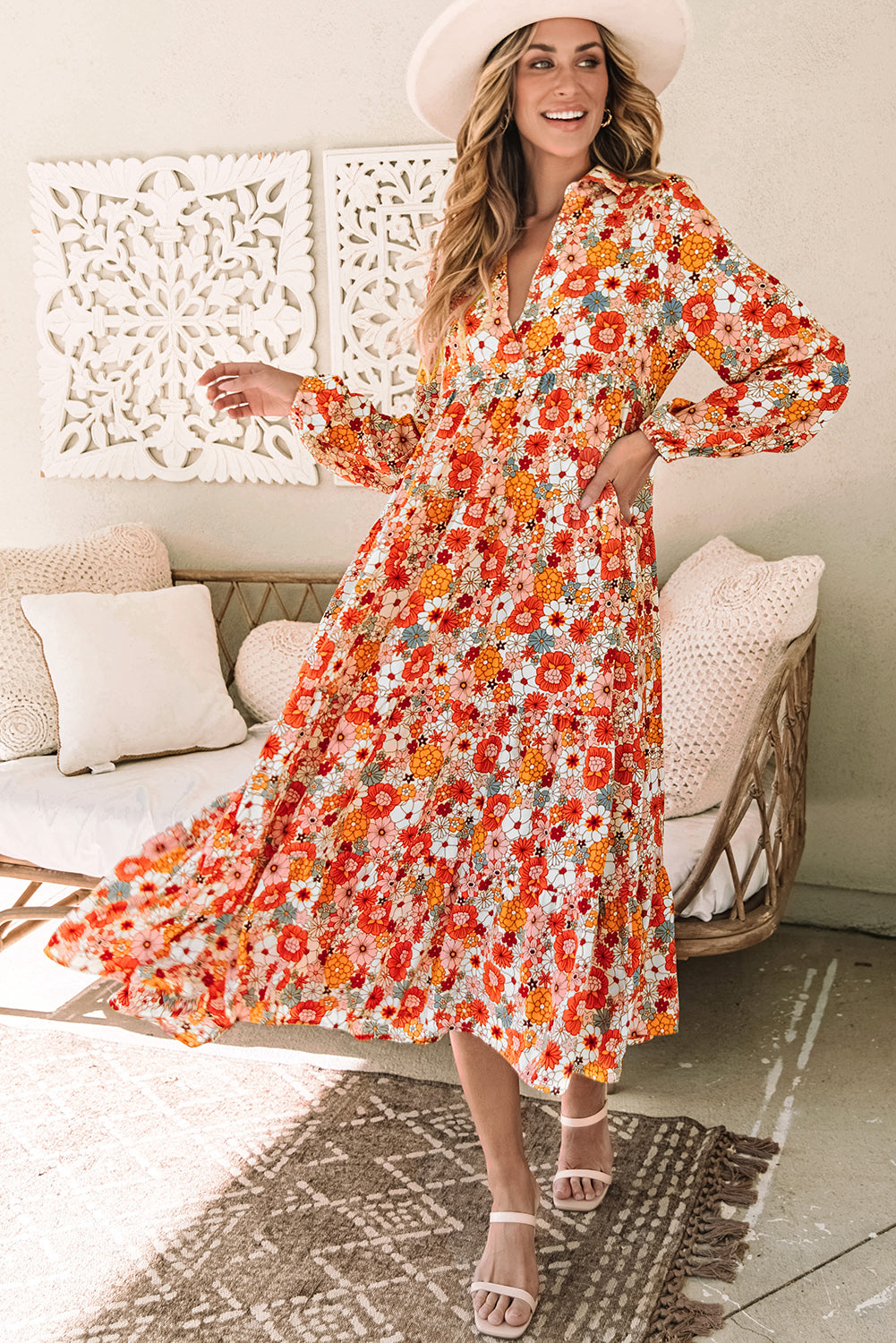 Multicolor Boho Ruffled Dress