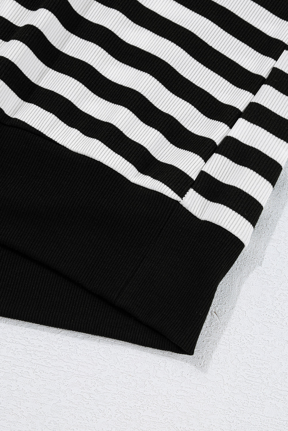 Black Stripe Crochet Hollow-out Top