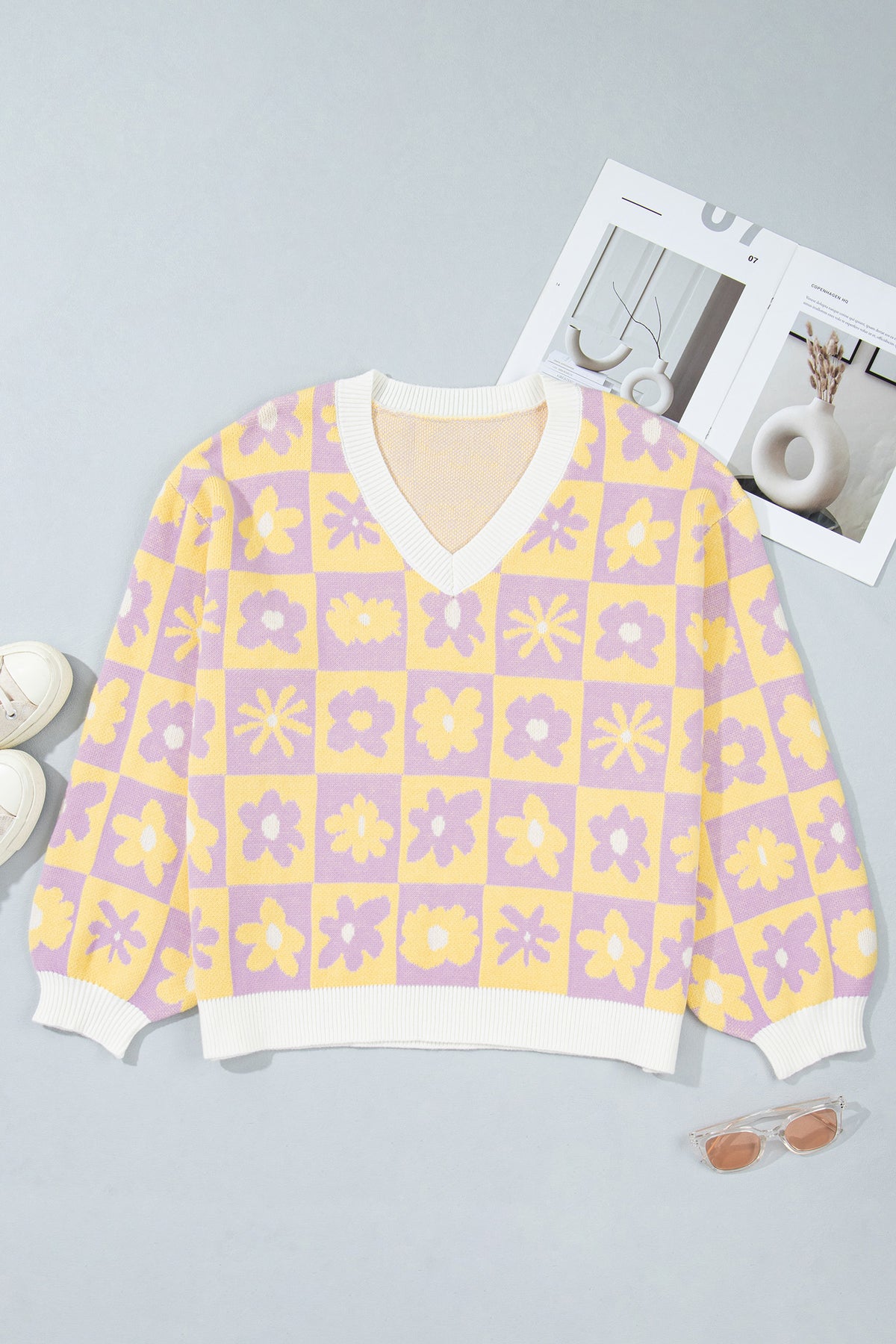 Multicolour Long Sleeve Plus Size Sweater