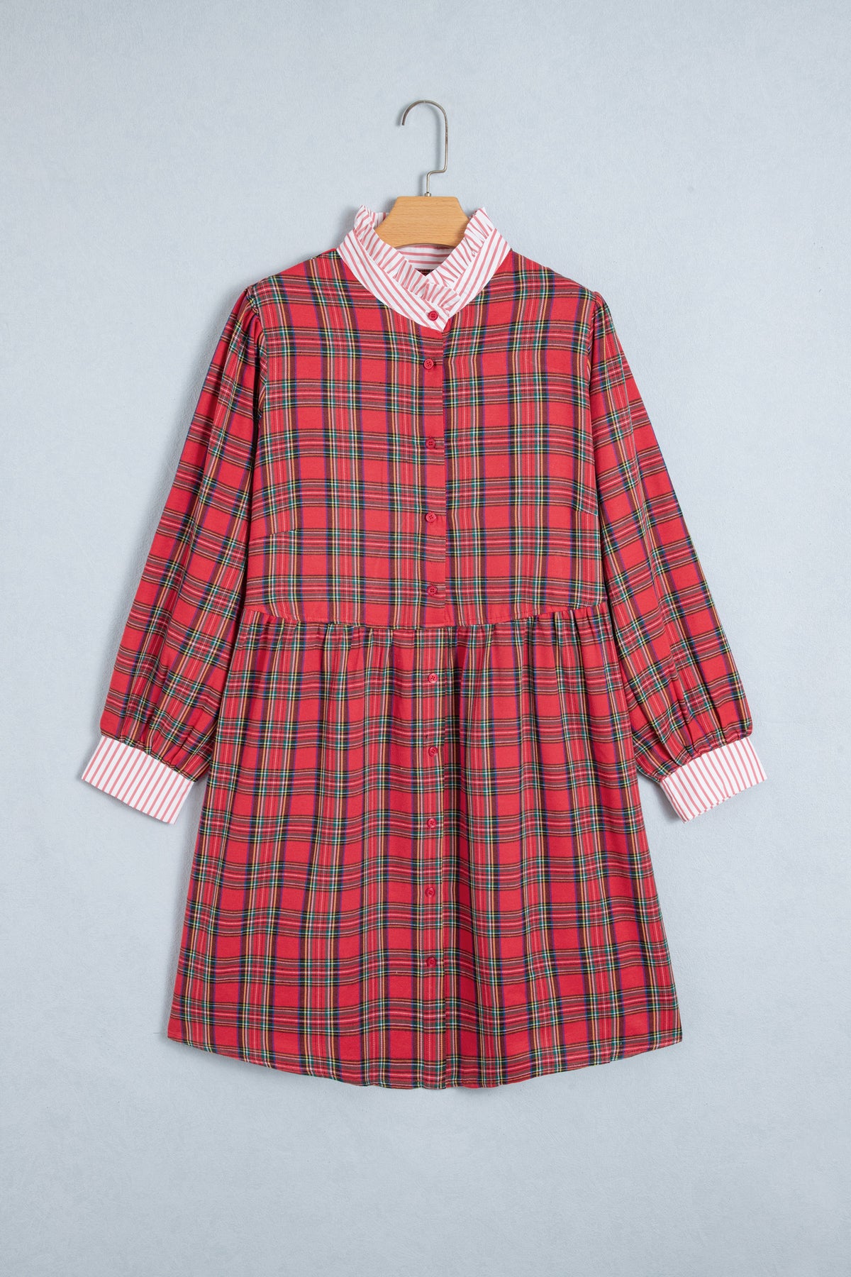 Red Plaid Striped Plus Size Dress