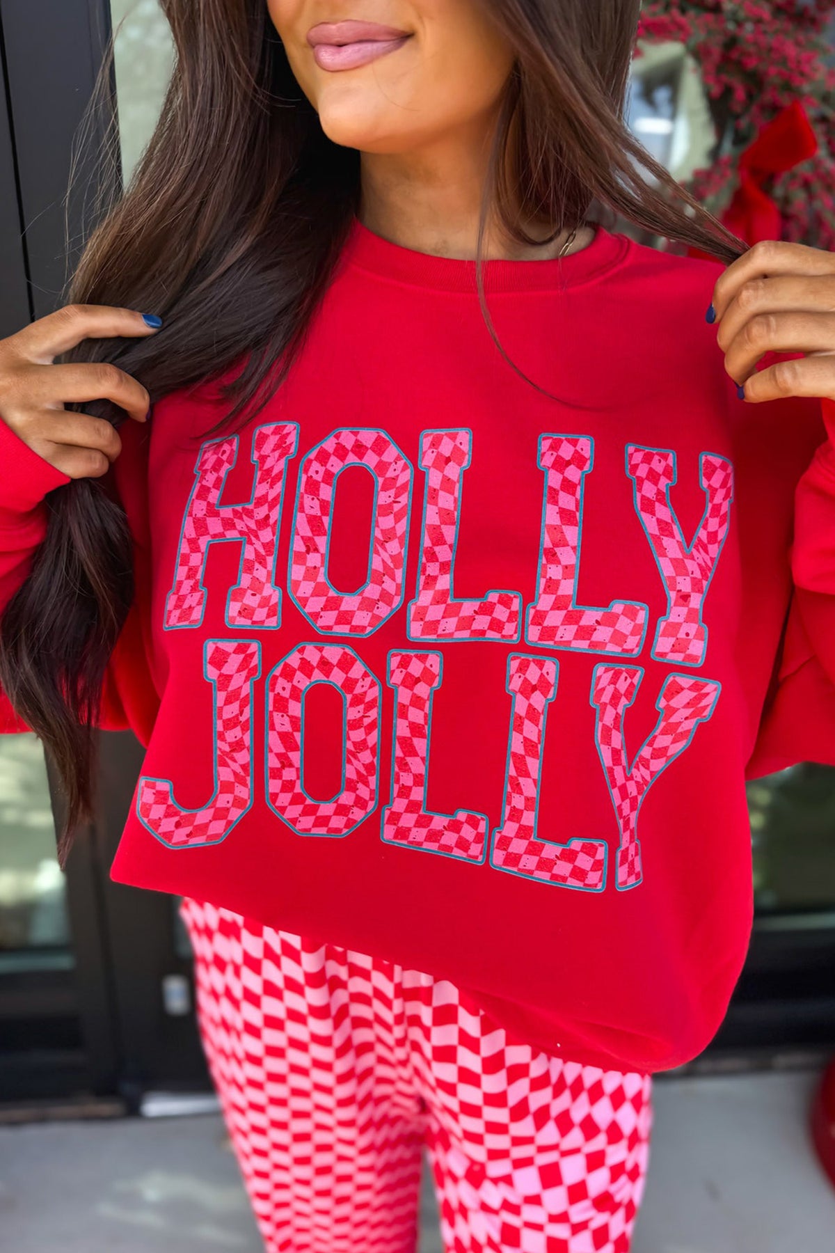 Red Christmas Two-piece Pant Set