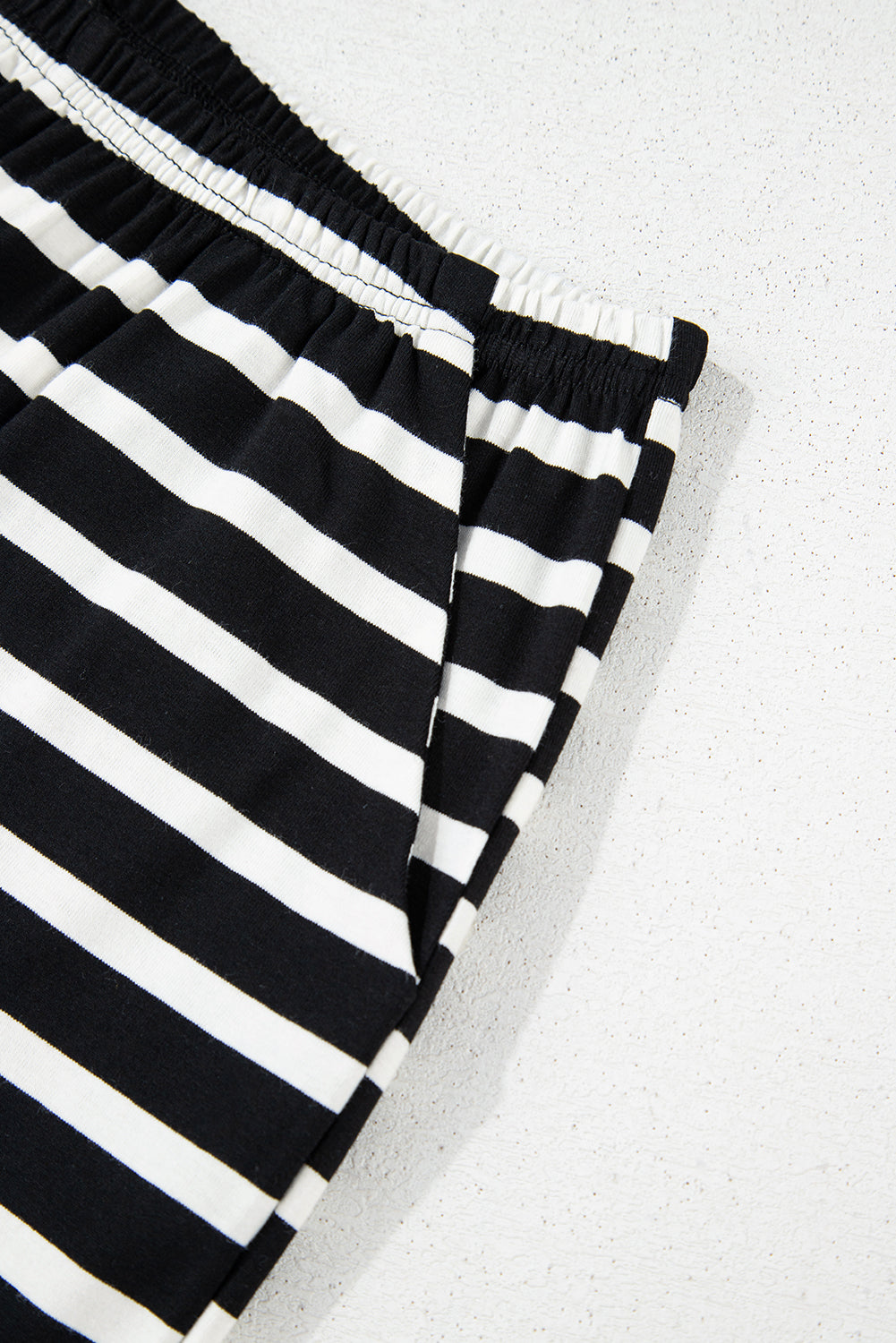 Black White Striped Short Sleeve Top and Shorts Set